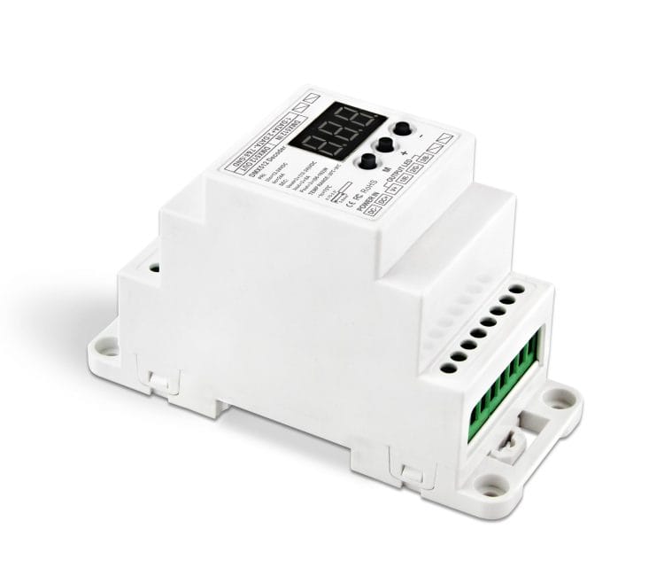 Uniqueen 833 DIN RJ45 DIN Rail 3CH DMX Constant Voltage Decoder 1 scaled 2