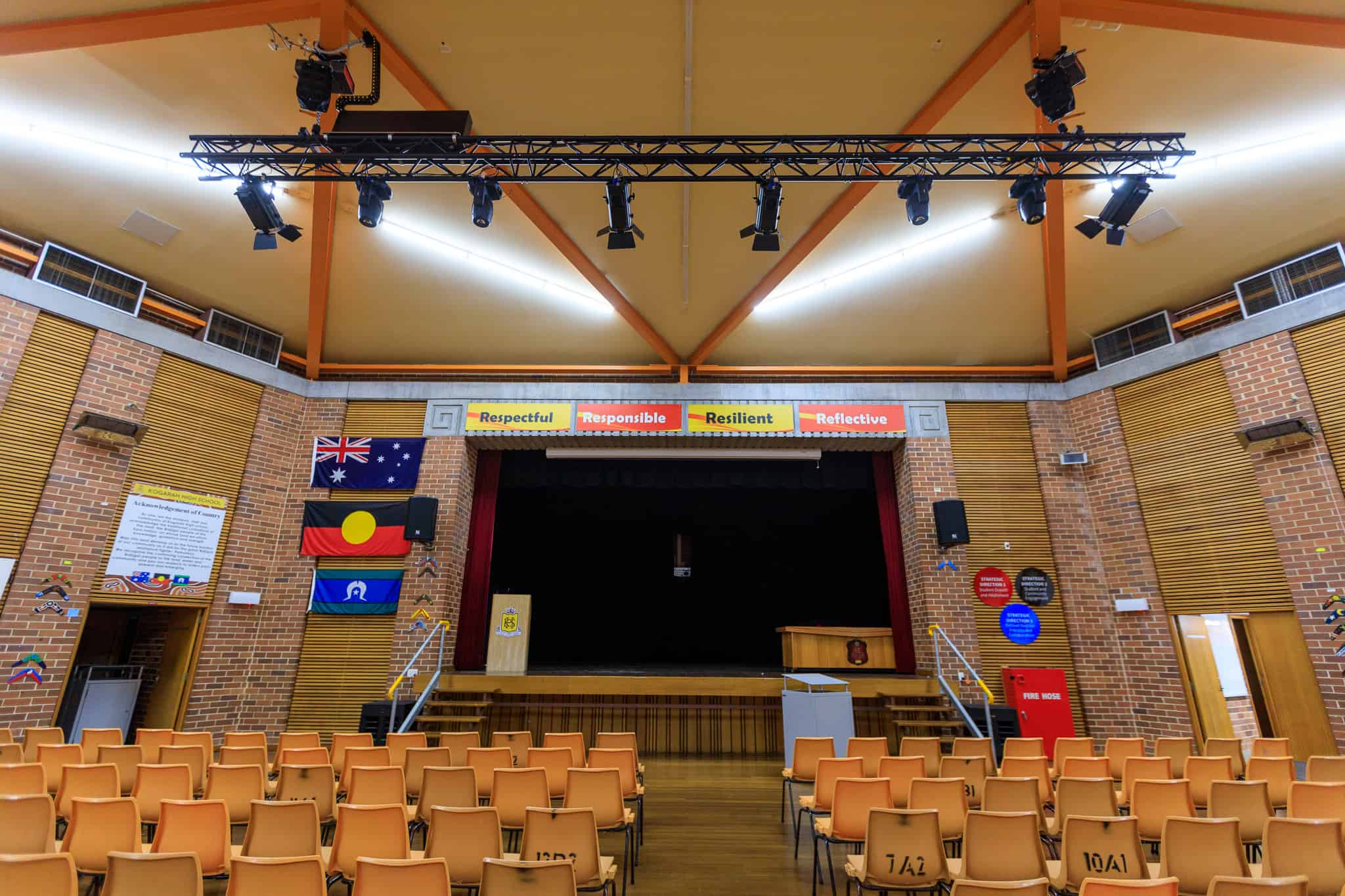 Spotlight on Excellence: Motorized Lighting Truss Illuminates Kogarah High School's Performance Hall Kogarah HS Motorized Truss 1